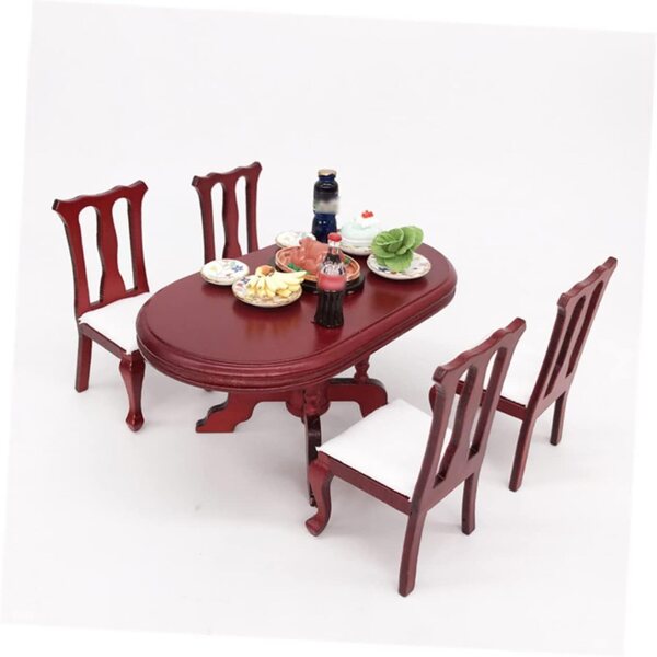 VICASKY mini tavolo da pranzo in legno con sedia per casa delle bambole scala 1:12
