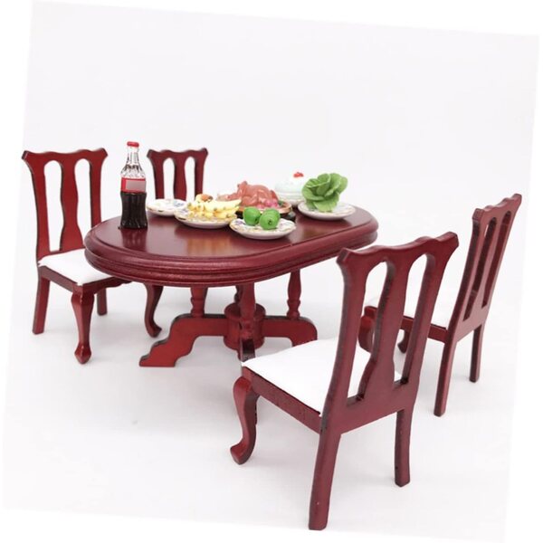 VICASKY mini tavolo da pranzo in legno con sedia per casa delle bambole scala 1:12