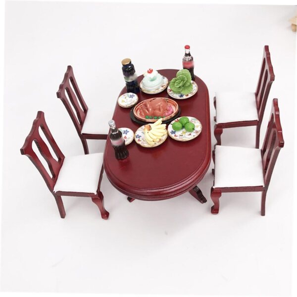 VICASKY mini tavolo da pranzo in legno con sedia per casa delle bambole scala 1:12