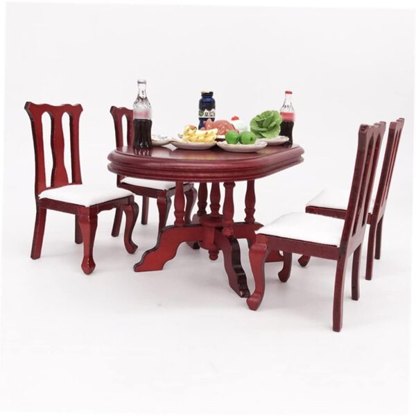 VICASKY mini tavolo da pranzo in legno con sedia per casa delle bambole scala 1:12