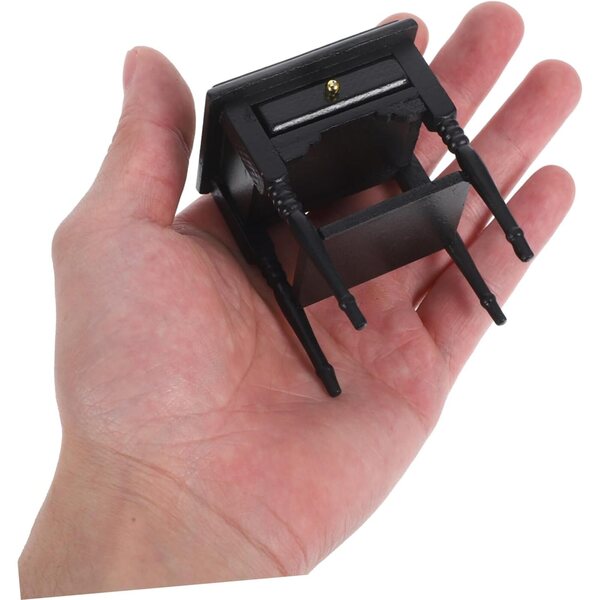 VICASKY Mobiletto in Legno Miniatura Nero per Casa delle Bambole 6,6x5,3x4,1 cm
