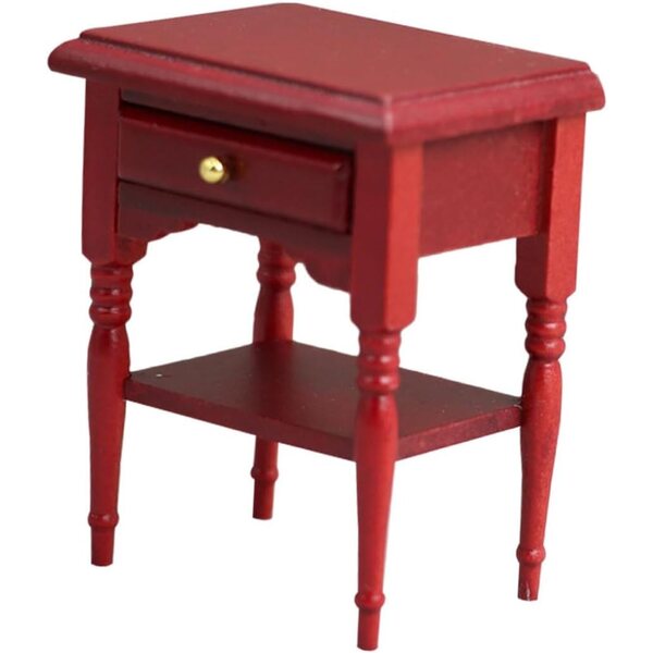 Mini comodino in legno rosso VICASKY per case delle bambole, modello realistico e resistente