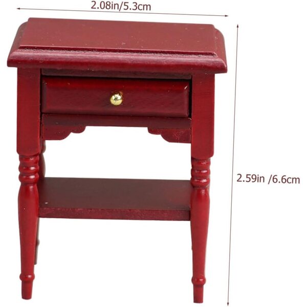 Mini comodino in legno rosso VICASKY per case delle bambole, modello realistico e resistente