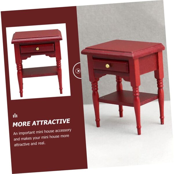 Mini comodino in legno rosso VICASKY per case delle bambole, modello realistico e resistente