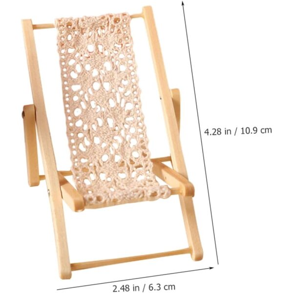 VICASKY Mini Sedia Sdraio Pieghevole in Legno e Cotone per Decorazioni Casa Bambole