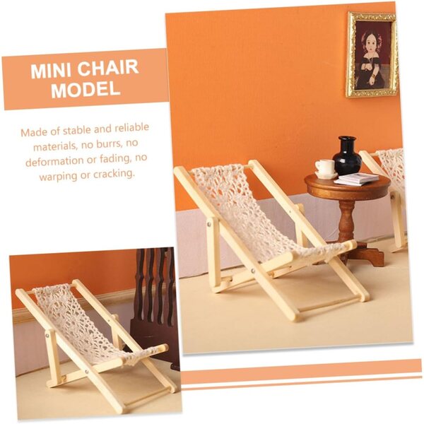 VICASKY Mini Sedia Sdraio Pieghevole in Legno e Cotone per Decorazioni Casa Bambole
