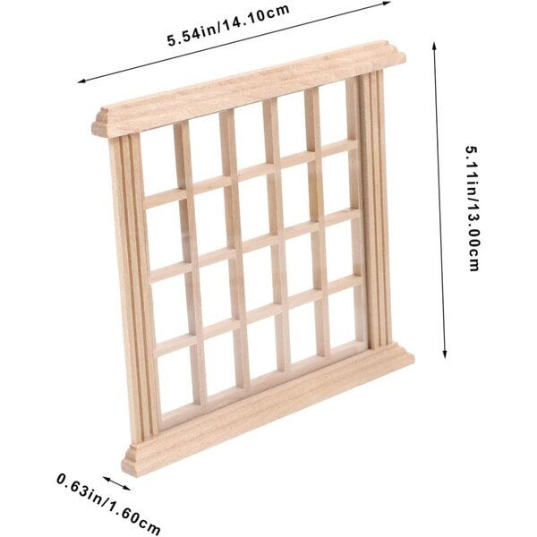 VICASKY Mini finestra in legno non colorata per casa delle bambole fai da te