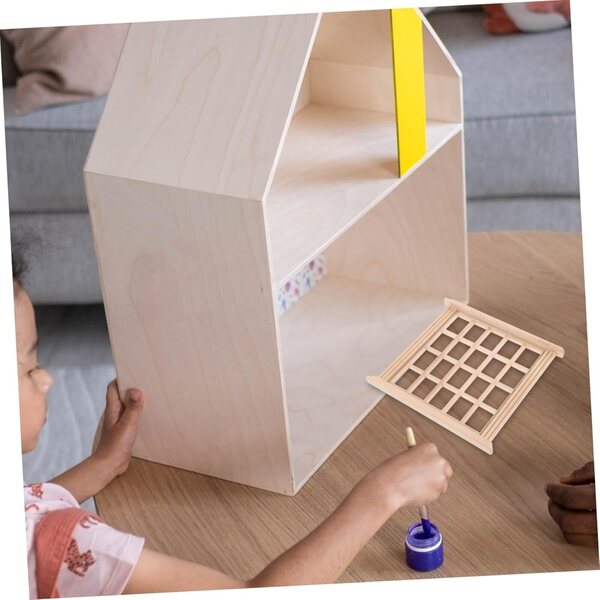 VICASKY Mini finestra in legno non colorata per casa delle bambole fai da te