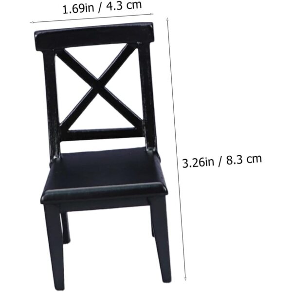 Mini sedia in legno nera VICASKY modello 1:12 per casa delle bambole e decorazioni