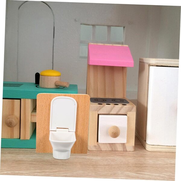VICASKY Puppenhaus-Miniatur-Badezimmer-Set mit Badewanne, WC und Zubehör