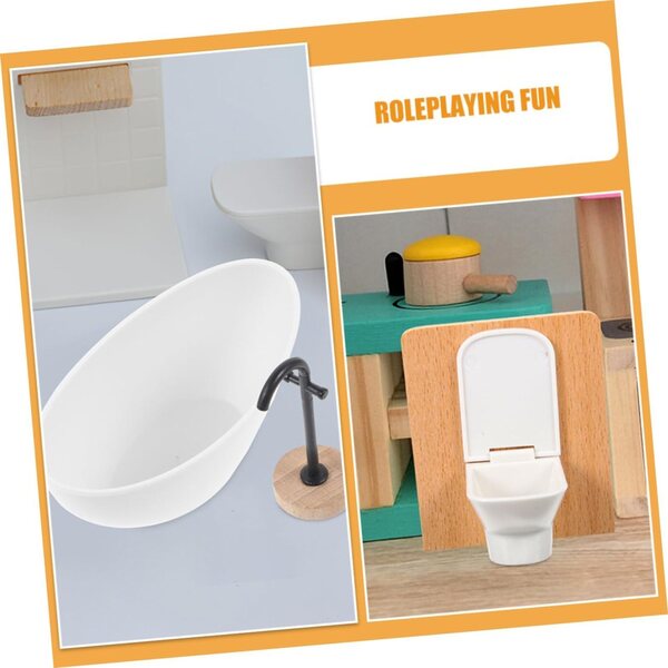 VICASKY Puppenhaus-Miniatur-Badezimmer-Set mit Badewanne, WC und Zubehör
