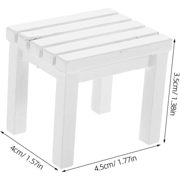 VICASKY Mini sgabello in legno bianco scala 1:12 per casa delle bambole e giardino