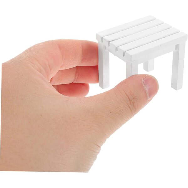 VICASKY Mini sgabello in legno bianco scala 1:12 per casa delle bambole e giardino
