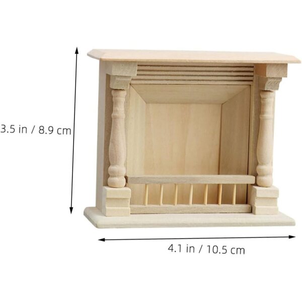 VICASKY Mini-Holzkamin für Puppenhaus, Maßstab 1:12, detaillierte Dekoration