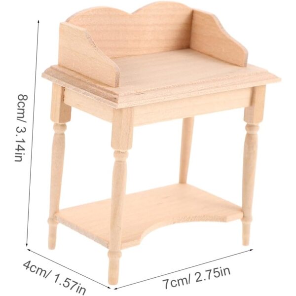 VICASKY 1:12 Mini-Holzschreibtisch für Puppenhaus, Miniatur-Studientisch