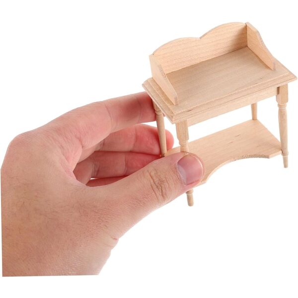 VICASKY 1:12 Mini-Holzschreibtisch für Puppenhaus, Miniatur-Studientisch