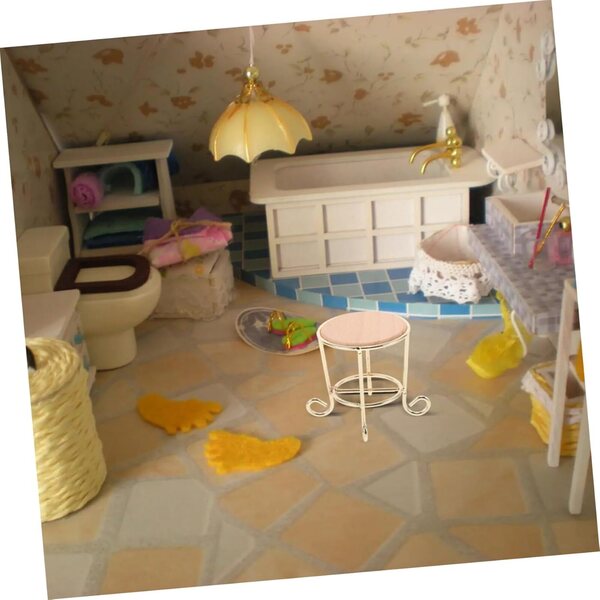VICASKY Tavolo Rotondo in Miniatura in Legno e Metallo per Casa delle Bambole