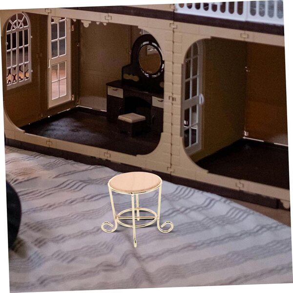 VICASKY Tavolo Rotondo in Miniatura in Legno e Metallo per Casa delle Bambole