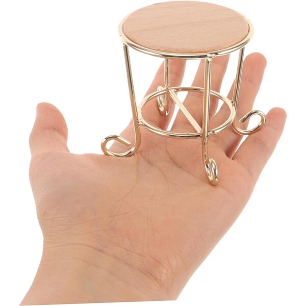 VICASKY Tavolo Rotondo in Miniatura in Legno e Metallo per Casa delle Bambole