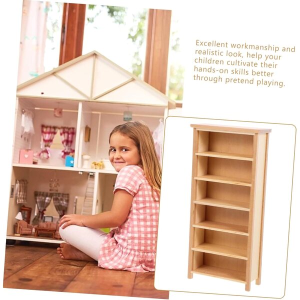 VICASKY Mini Libreria in Legno 2pezzi per Casa delle Bambole, Decorazione Realistica