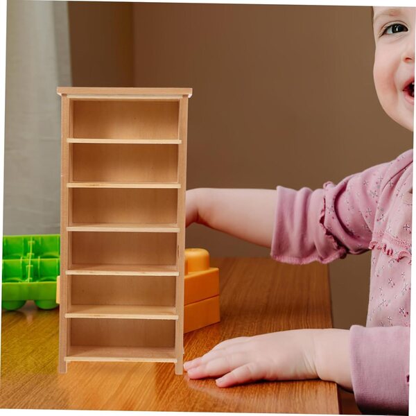 VICASKY Mini Libreria in Legno 2pezzi per Casa delle Bambole, Decorazione Realistica