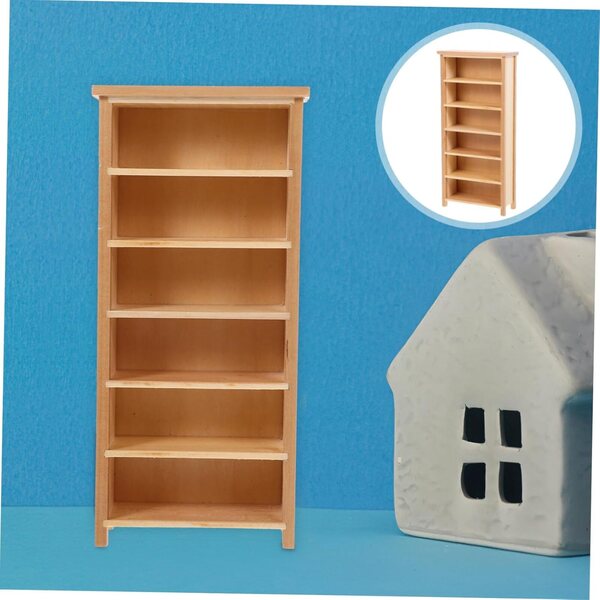 VICASKY Mini Libreria in Legno 2pezzi per Casa delle Bambole, Decorazione Realistica