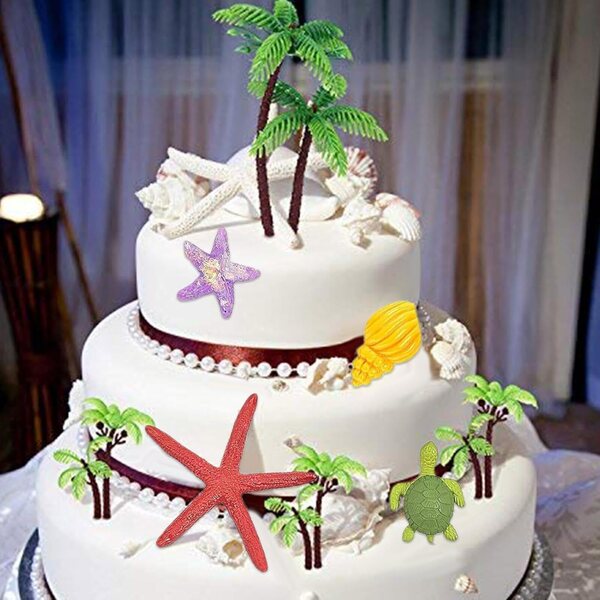 Topper per torta a tema spiaggia Ynnhik: set 15 decorazioni in resina miniatura