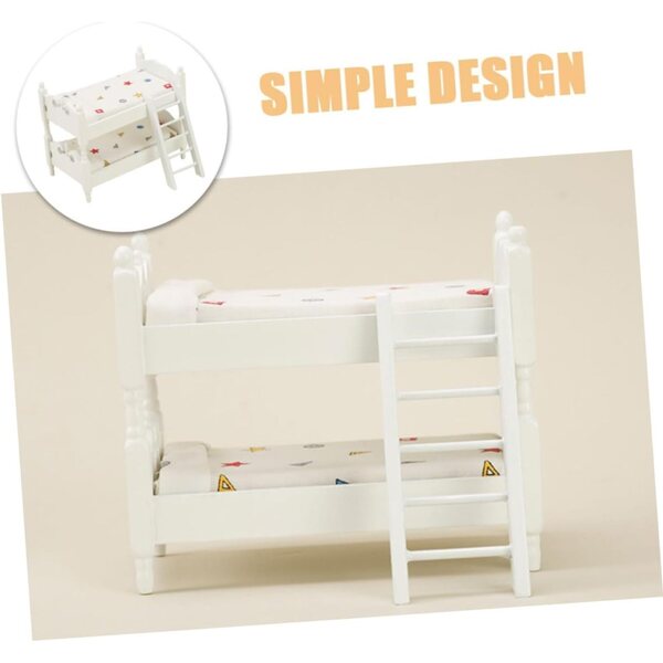 VICASKY Letto a Castello Miniatura in Legno per Casa delle Bambole con Scala