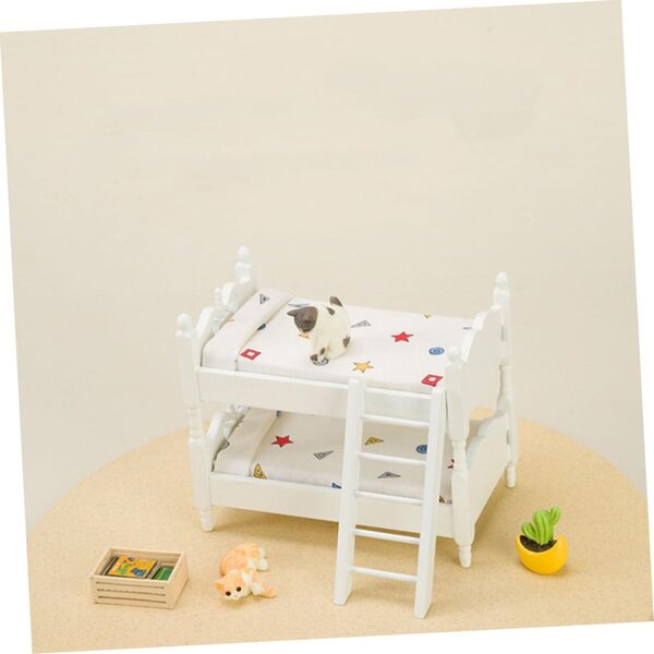 VICASKY Letto a Castello Miniatura in Legno per Casa delle Bambole con Scala