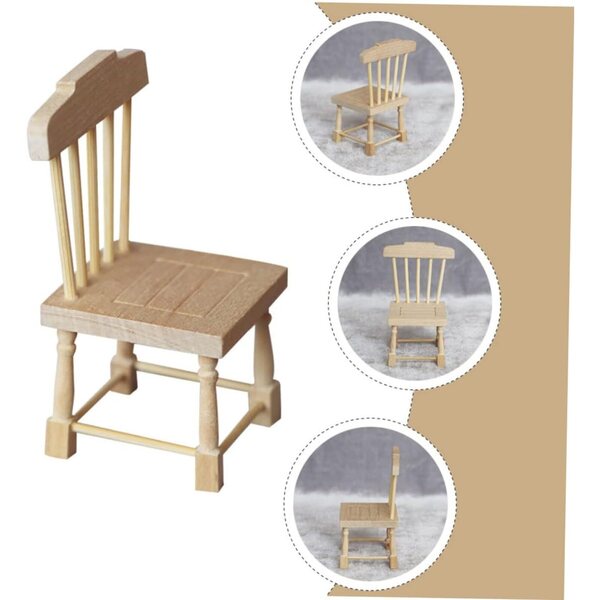 VICASKY Miniatur-Holzstuhl für Puppenhäuser und DIY-Dekorationen