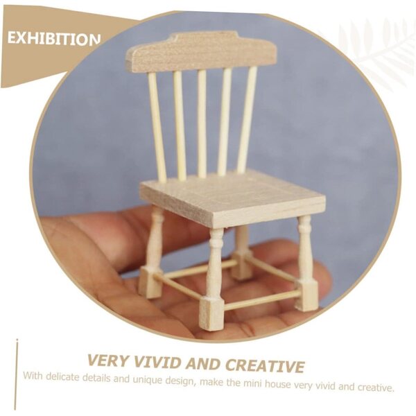 VICASKY Miniatur-Holzstuhl für Puppenhäuser und DIY-Dekorationen