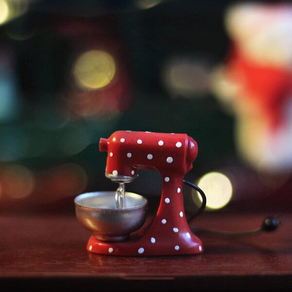 XAGMODSHN Mixer Miniatura Natale in Resina - Decorazione Realistica per Casa delle Bambole