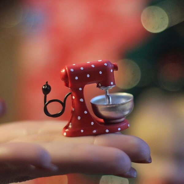 XAGMODSHN Mixer Miniatura Natale in Resina - Decorazione Realistica per Casa delle Bambole