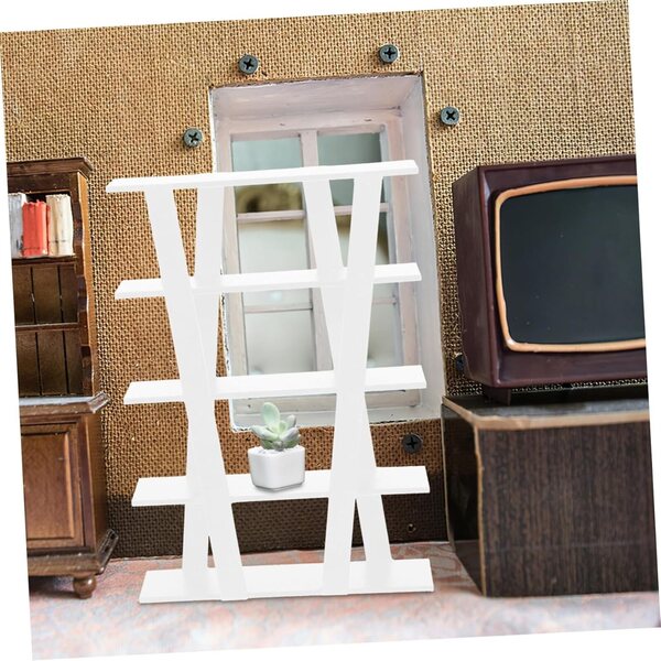 VICASKY Mensola Miniatura in Legno Bianco per Casa delle Bambole 14x9,7x2,5 cm