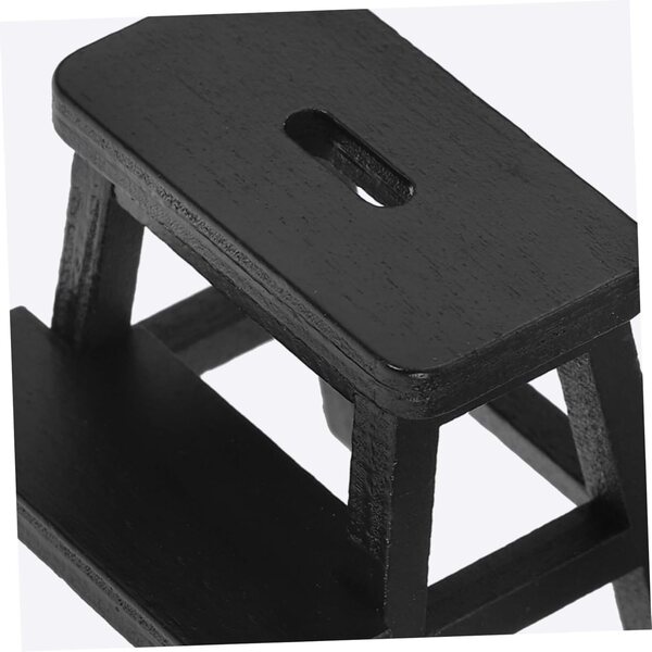 VICASKY Sgabello in legno miniatura nero, sgabello decorativo per casa delle bambole