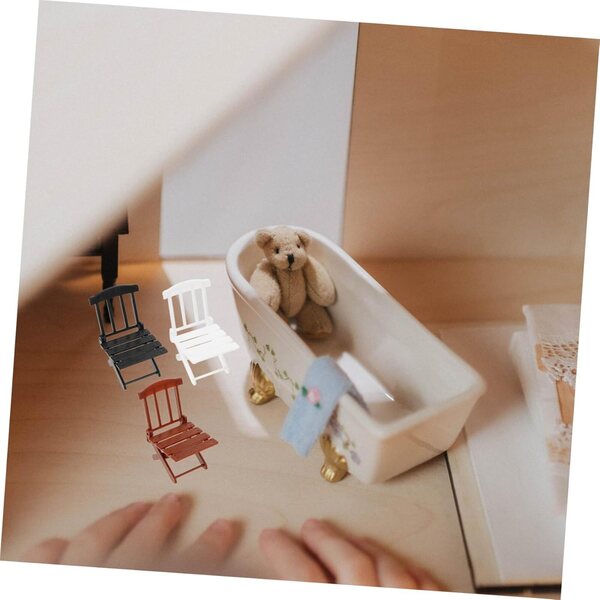 VICASKY Set mit 3 klappbaren Miniatur-Strandstühlen für Puppenhäuser und Dekorationen
