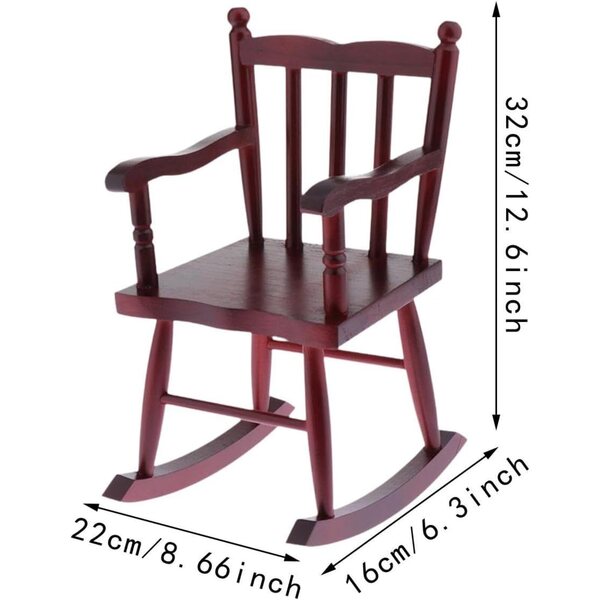 Sedia a Dondolo in Legno Miniatura per Case Bambole 22x16x32 cm Almencla