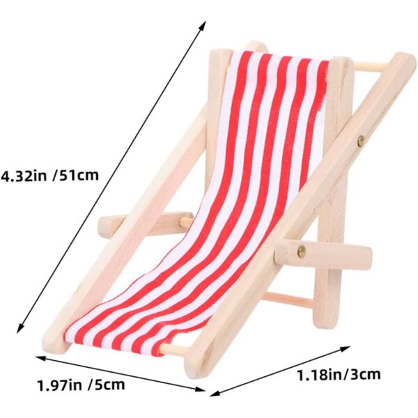 VICASKY 4 Sedie Pieghevoli Miniatura da Spiaggia in Legno per Bambole e Decorazioni