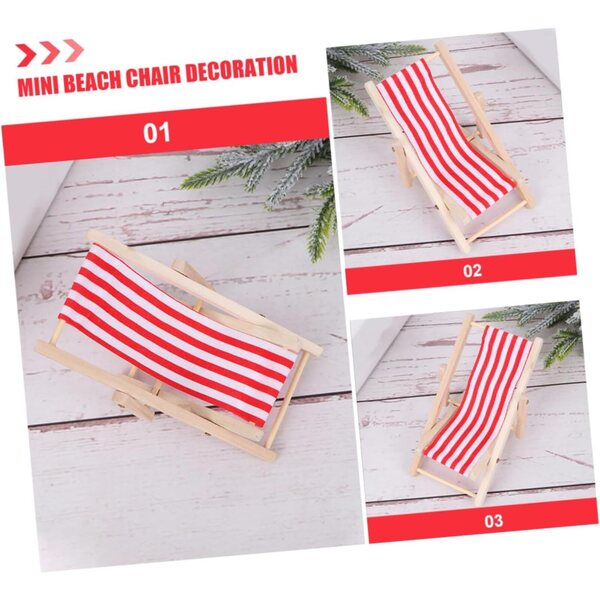 VICASKY 4 Sedie Pieghevoli Miniatura da Spiaggia in Legno per Bambole e Decorazioni