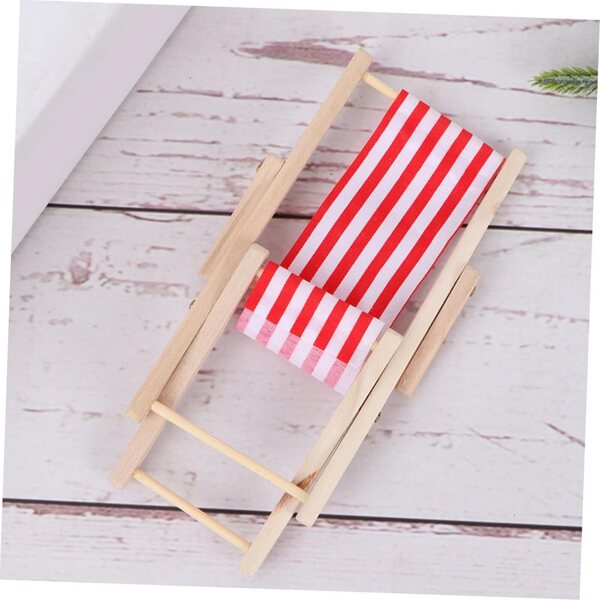 VICASKY 4 Sedie Pieghevoli Miniatura da Spiaggia in Legno per Bambole e Decorazioni