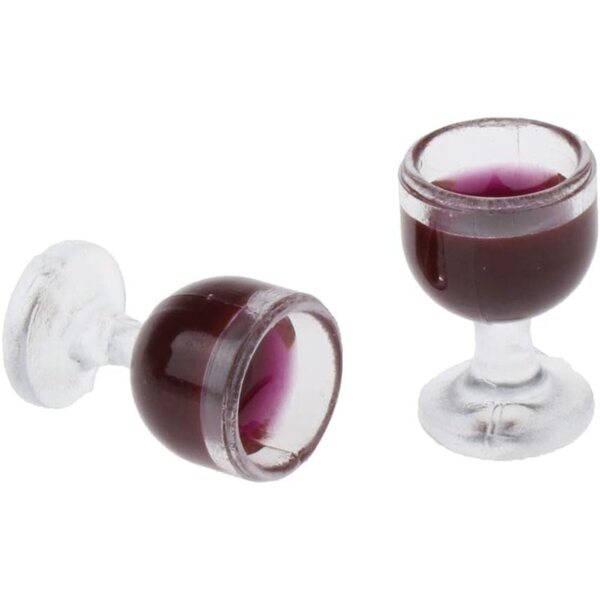 Miniatur-Fass und Glas Wein im Maßstab 1:12, realistisches Modell für die Puppenküche