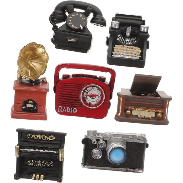 Amosfun Miniature Vintage Resina 7 Pezzi per Casa delle Bambole - Accessori Realistici