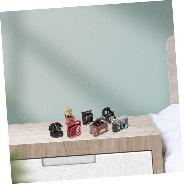 Amosfun Miniature Vintage Resina 7 Pezzi per Casa delle Bambole - Accessori Realistici