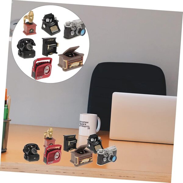 Amosfun Miniature Vintage Resina 7 Pezzi per Casa delle Bambole - Accessori Realistici