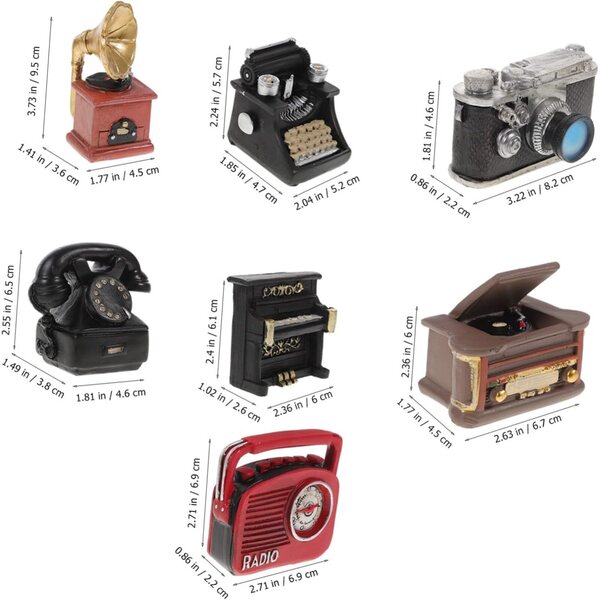Amosfun Miniature Vintage Resina 7 Pezzi per Casa delle Bambole - Accessori Realistici