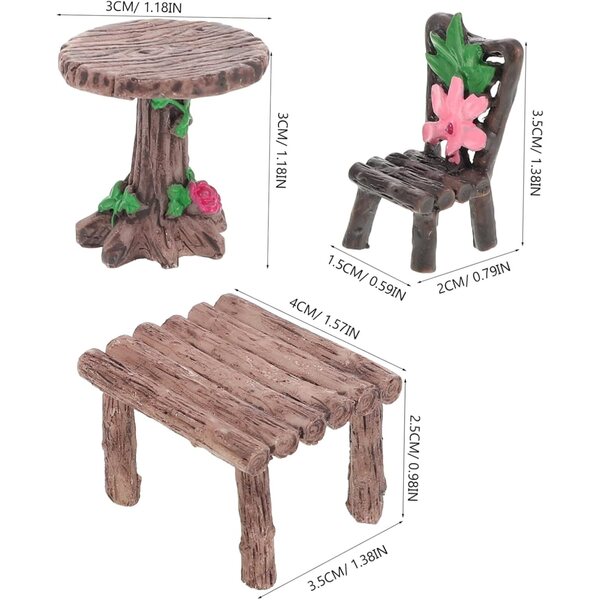 VICASKY Set Miniature Sedie e Tavoli in Resina per Casa delle Bambole e Giardino