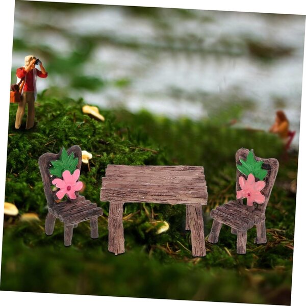 VICASKY Set Miniature Sedie e Tavoli in Resina per Casa delle Bambole e Giardino