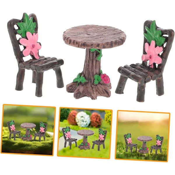 VICASKY Set Miniature Sedie e Tavoli in Resina per Casa delle Bambole e Giardino