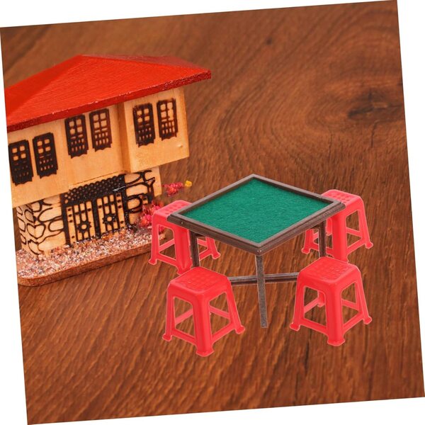 Set mobili in miniatura per casa delle bambole VICASKY con tavolo in mogano e 4 sedie