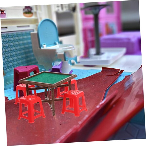 Set mobili in miniatura per casa delle bambole VICASKY con tavolo in mogano e 4 sedie